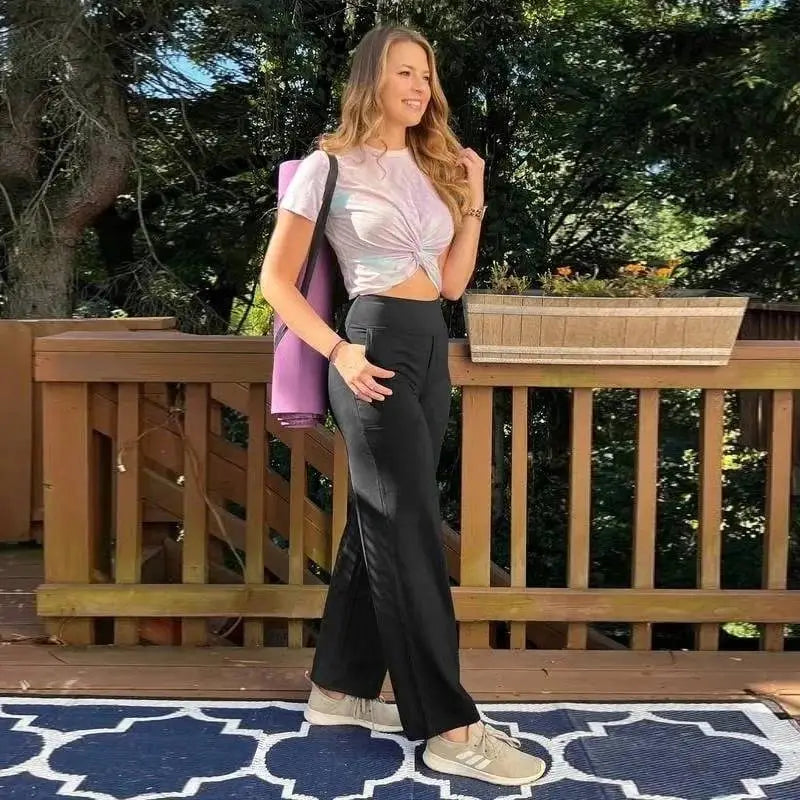 💘Women's 2High-Waist Wide Leg Pants – Business Casual Yoga Dress Pants with Pockets