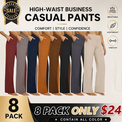 💘Women's 2High-Waist Wide Leg Pants – Business Casual Yoga Dress Pants with Pockets