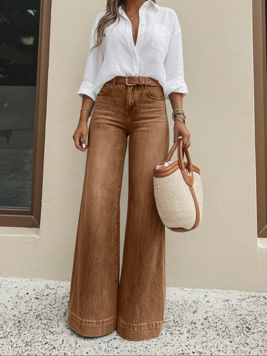 Brown wide leg jeans