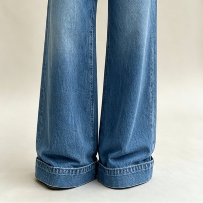 Women's Loose Fit Baggy Oversized Straight Leg Denim Jeans with Pockets