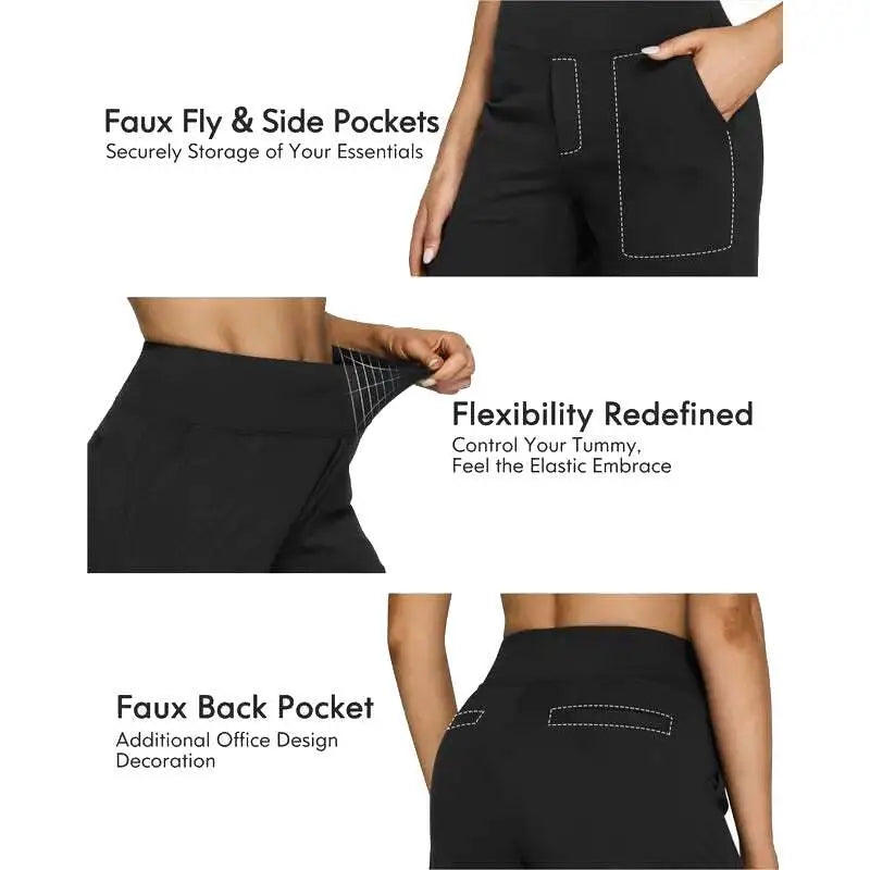 💘Women's 2High-Waist Wide Leg Pants – Business Casual Yoga Dress Pants with Pockets